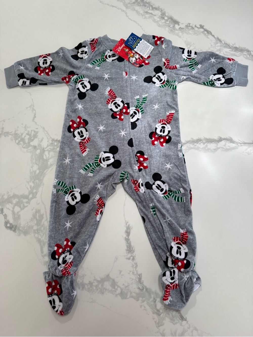 Disney Baby Mickey Mouse and Minnie Winter or Holiday Soft Pajamas 18M NEW